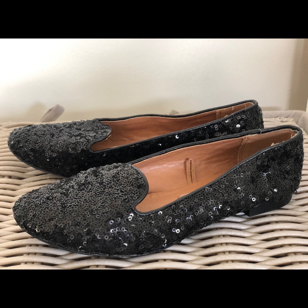 Black Sequined Flats